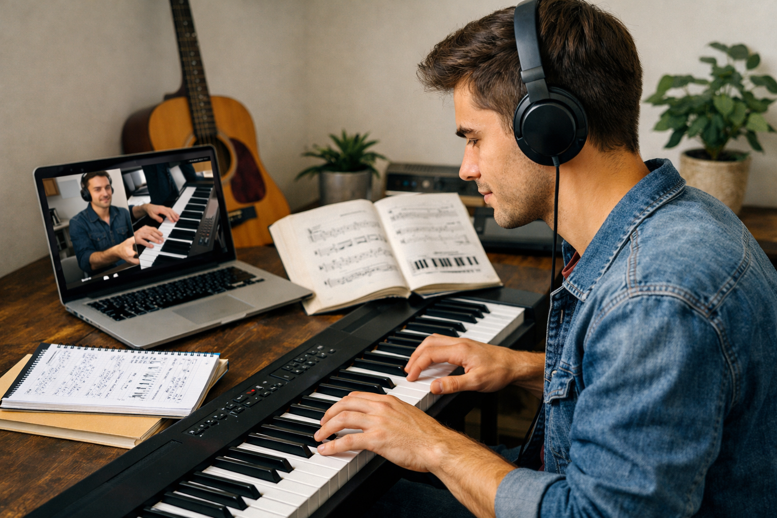 Me dê aqui uma imagem em wepb e no tamanho 600*400 e renomeada com a palavra chave do artigo apenas Como aprender teclado sozinho em casa do zero